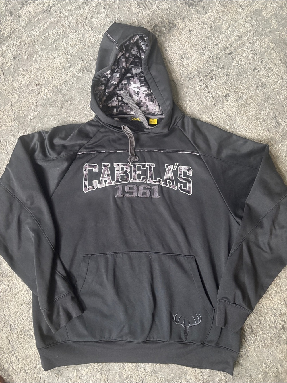 Cabela's Black Hooded Pullover with Camo Lined Hood